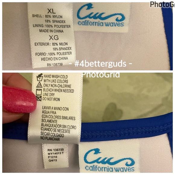 New California Waves Push Up Bikini Swim Top Navy Blue Size XL XG - Picture 10 of 13